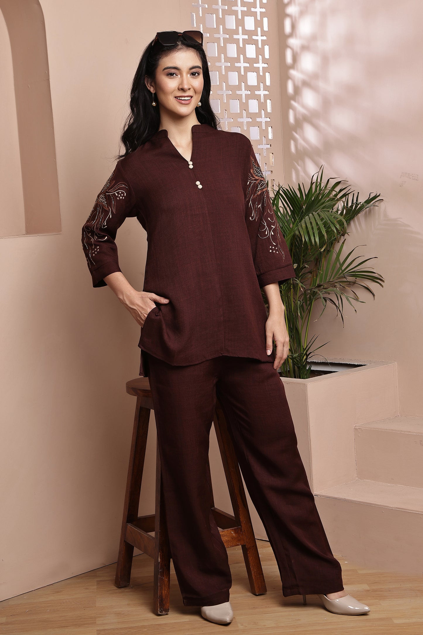 Coffee Detailed Co-ord Set