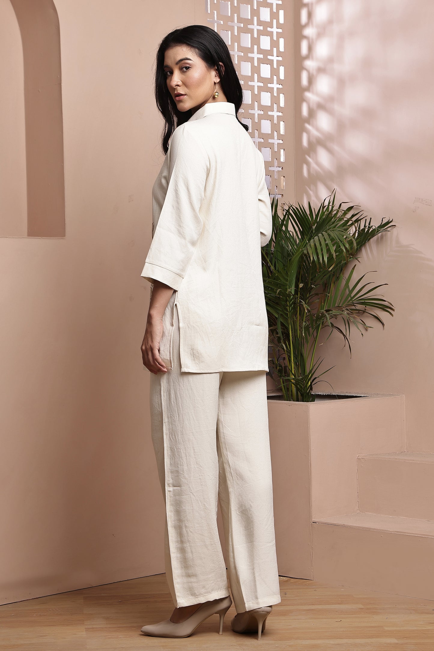 White Gold Palm Co-ord Set