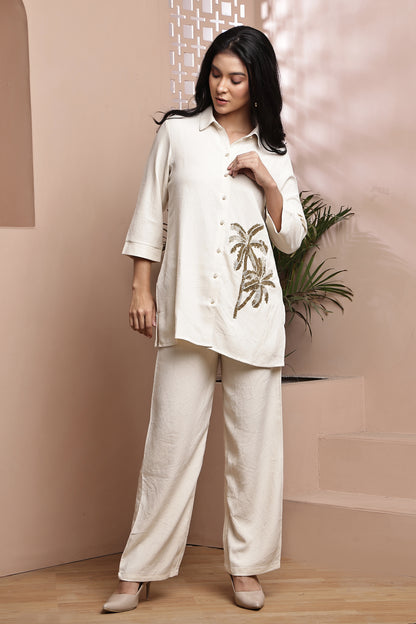 White Gold Palm Co-ord Set