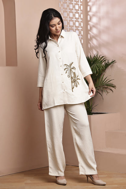 White Gold Palm Co-ord Set