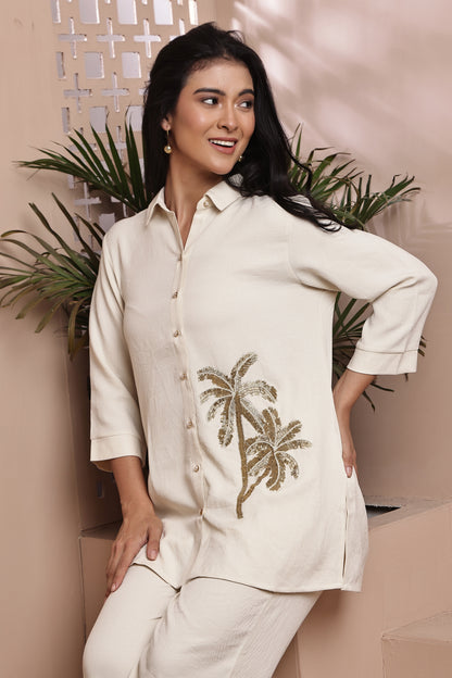 White Gold Palm Co-ord Set