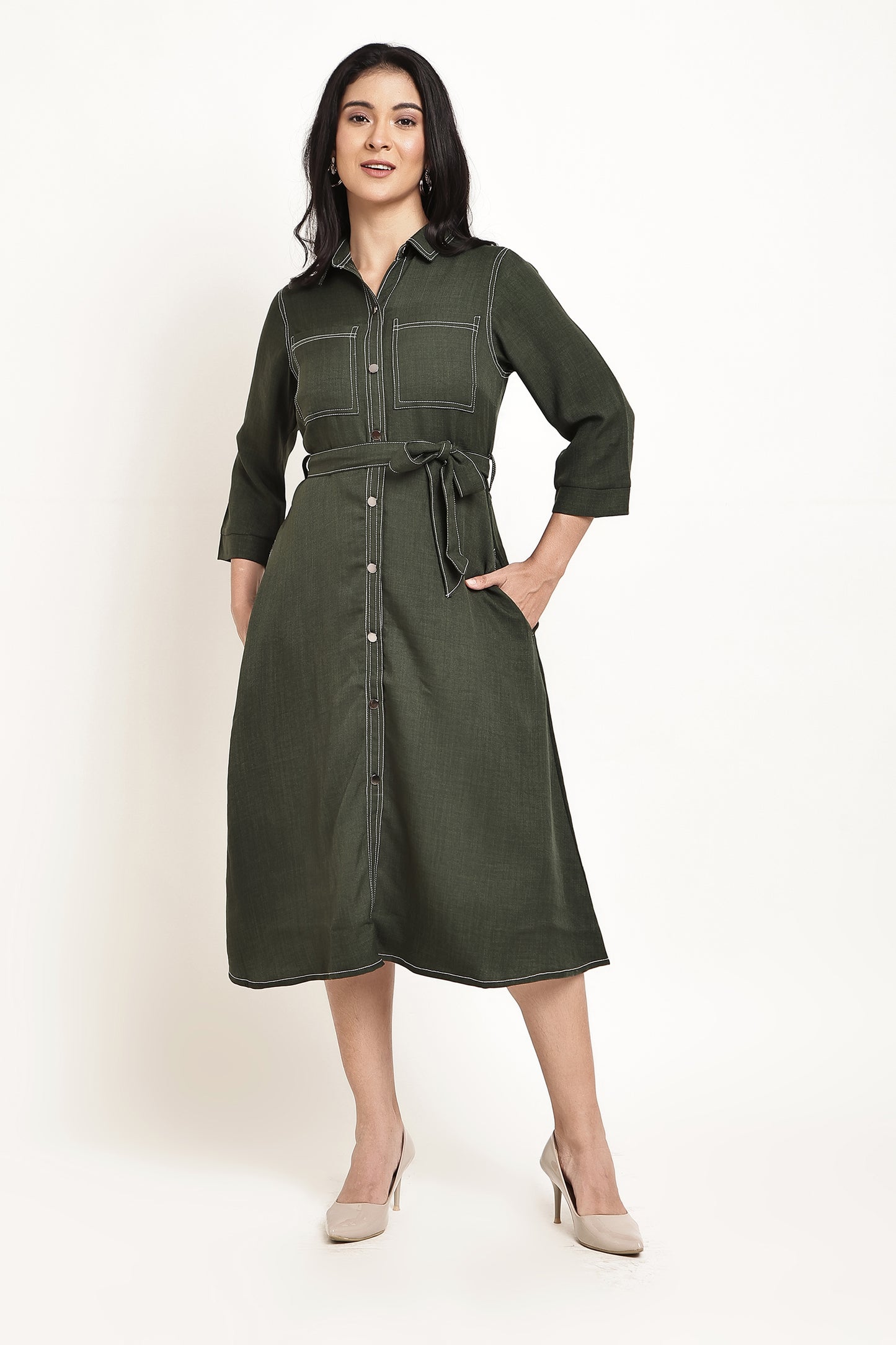 Olive Shirt Dress
