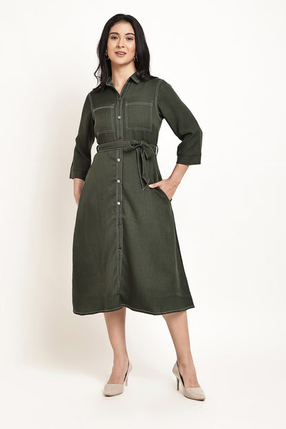 Olive Shirt Dress