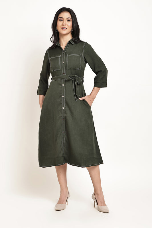 Olive Shirt Dress
