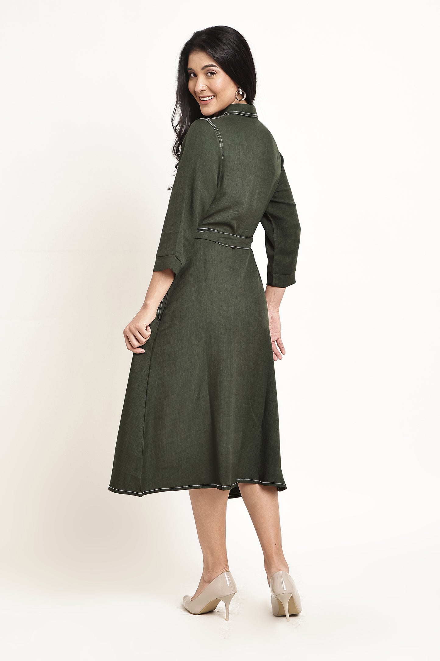 Olive Shirt Dress