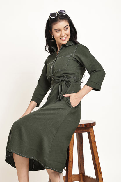 Olive Shirt Dress
