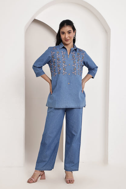 Light Denim Flora Co-ord Set